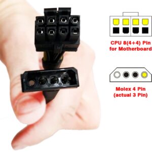 Molex LP4 Male ATX Power Supply to CPU 8(4+4) Pin EPS-12V Converter Adapter Cable Braided Sleeved 20 inches (NOT PCIe Adapter Cable) TeamProfitcom