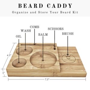 Striking Viking Beard Grooming Kit Includes Caddy, Beard Care Oil and Balm, Beard Shampoo, Wooden Comb, Beard Brush, & Trimming Scissors