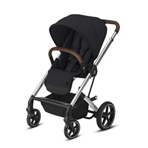 cybex balios s lux toddler and baby stroller with reversible seat, unique one-pull harness, and multiple recline - travel system ready, with one hand fold, deep black