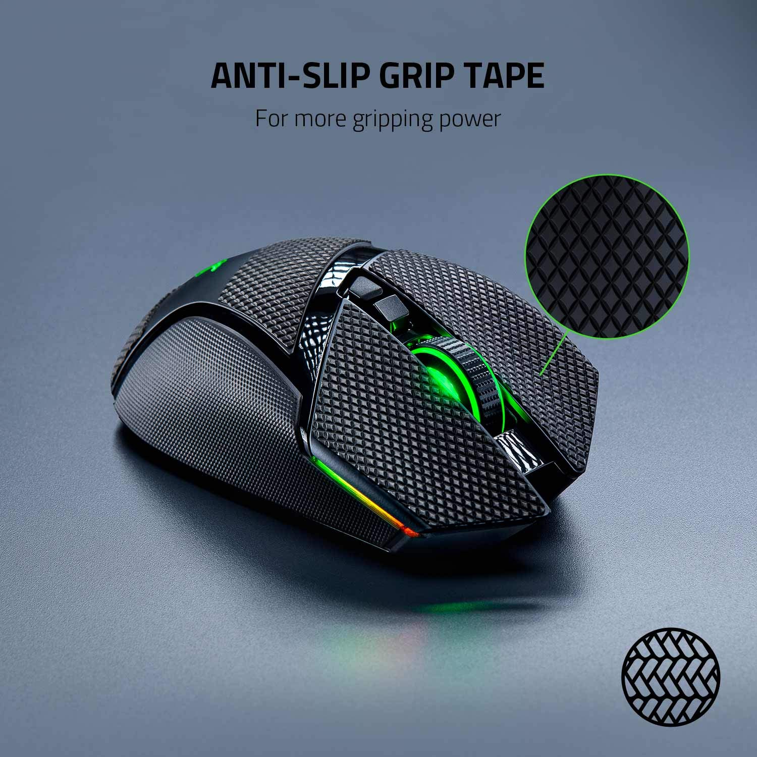 Razer Mouse Grip Tape for Razer Basilisk Ultimate/Basilisk V2/Basilisk X HyperSpeed (Non-Slip, Self-Adhesive, Pre-Cut)