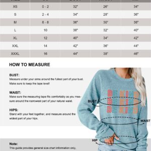 Blooming Jelly Womens Be Kind Sweatshirt Crewneck Loose Fit Cute Long Sleeve Tops Ladies Fall Clothes Winter Teacher Outfits (X-Large, Pink)