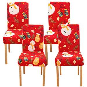 ogrmar 4pcs stretch removable washable dining room chair protector slipcovers christmas decoration/home decor dining room seat cover