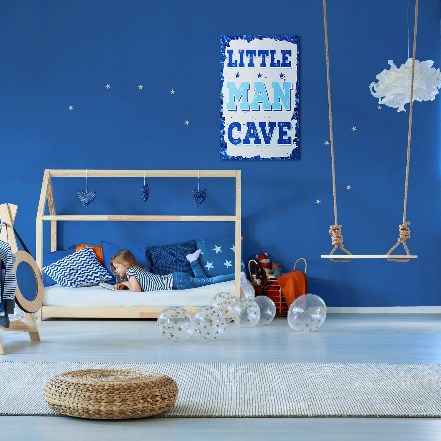 Little Man Cave Wood Sign Children Cave Sign Door Elegant Wood Sign Bedroom Sign Hanging Toddler Boys Room Decor Wall Art Decorative Wood Sign for Kids Children Bedroom