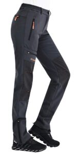 postropaky womens outdoor snow ski pants waterproof hiking insulated softshell pants snowboard zipper bottom leg(313grey12s)