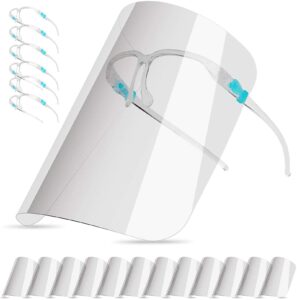 salipt face shields set with 12 replaceable anti fog shields and 6 reusable glasses for women and man to protect eyes and face