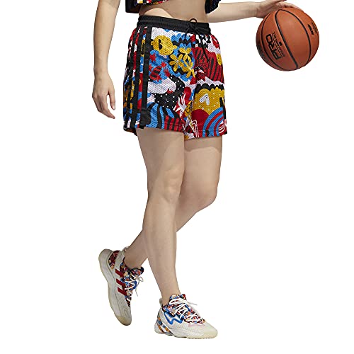 adidas Womens Egle Basketball Short White/Red/Black X-Large