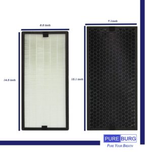 PUREBURG Replacement True HEPA Filter Kit Compatible with Rowenta INTENSE PURE Air Purifiers PU40XX Series PU4010 PU4015 PU4020 PU4025 Part # XD6074U0 XD6075 XD6070 XD6060 XD6065