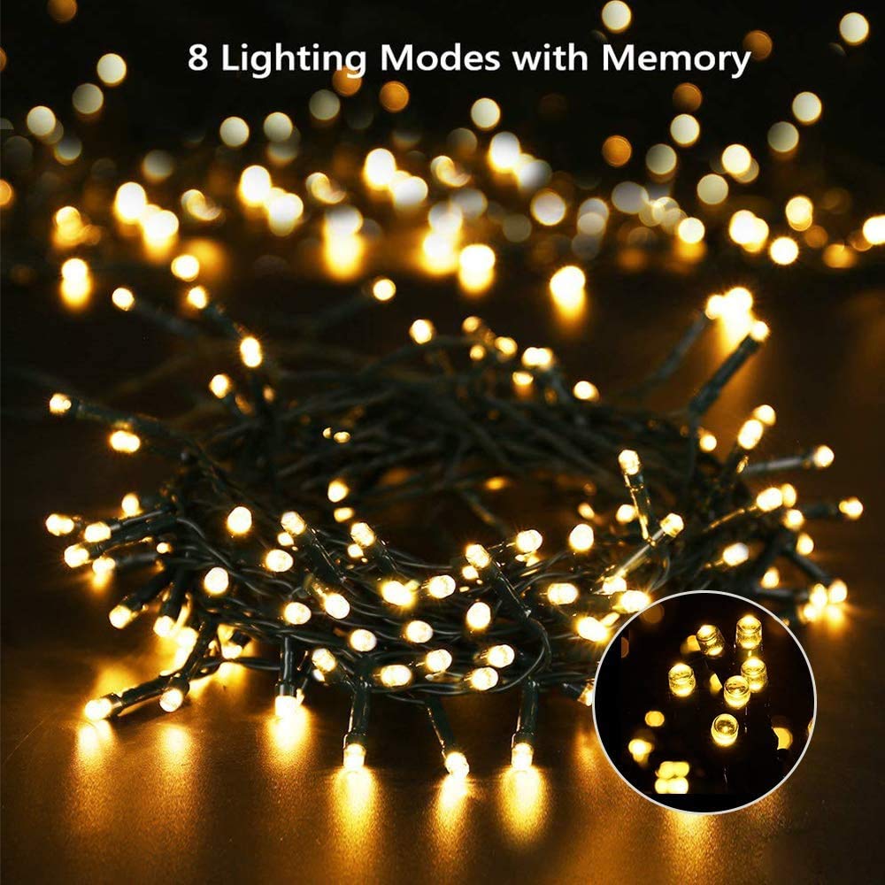 Solar Christmas Decorations String Lights - 2 Pack 72ft 200 LED 8 Modes Outdoor Fairy String Lights, Waterproof Solar Powered Lights for Garden, Patio, Holiday, Christmas Tree Decorations Warm White