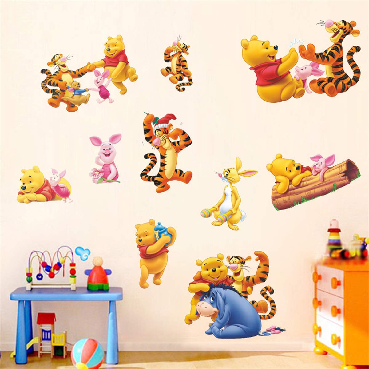 Winnie The Pooh Sticker Children's Cartoon Bedroom Background Wall Decoration Self-Adhesive Wall Sticker PVC