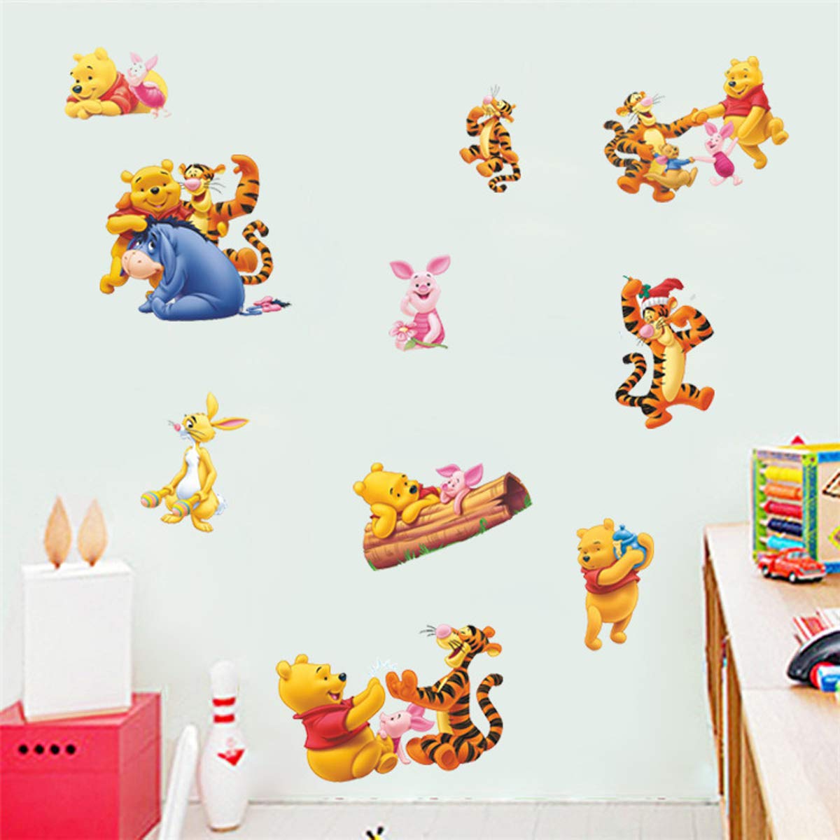 Winnie The Pooh Sticker Children's Cartoon Bedroom Background Wall Decoration Self-Adhesive Wall Sticker PVC