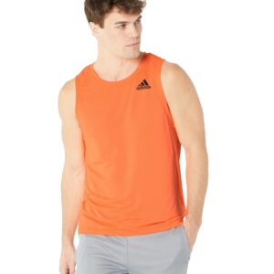 adidas mens AEROREADY 3-Stripes Tank Primeblue Screaming Orange Small