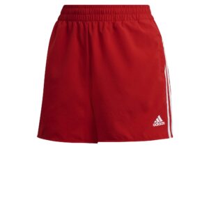 adidas Womens Woven 3-Stripes Sport Shorts Scarlet/White Small