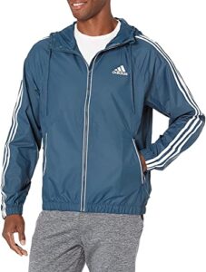 adidas mens basic 3-stripes jacket wind.rdy crew navy small