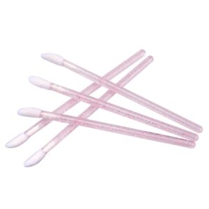 G2PLUS 300PCS Lip Brushes, Crystal Disposable Lip Brushes, Glitter Lip Gloss Applicators, Lipstick Gloss Wands Applicator Makeup Tool Kits for Lipstick and Lip Gloss (Pink)