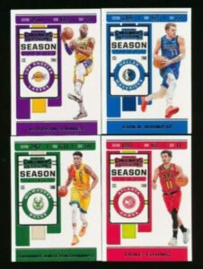 2019-20 panini contenders nba basketball complete veteran season ticket base set 100 cards including lebron james los angeles lakers, luka doncic dallas mavericks giannis antetokounmpo milwaukee bucks, james harden houston rockets, chris paul, trae young,