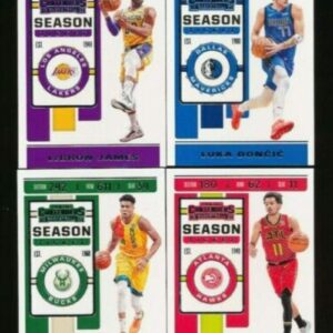 2019-20 Panini Contenders NBA Basketball Complete Veteran Season Ticket Base Set 100 Cards including LeBron James Los Angeles Lakers, Luka Doncic Dallas Mavericks Giannis Antetokounmpo Milwaukee Bucks, James Harden Houston Rockets, Chris Paul, Trae Young,