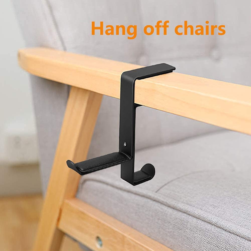 N / A Headphone Stand Headset Hanger Hook Mount Bracket, Adjustable Desk Gaming Headphone Holder, PC Gaming Headset Display, Universal Mic Cable Keys Clamp Hook Compatible with Tables, Book Shelfs