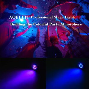 36 LED Stage Lights, AOELLIT RGB DJ Lights Sound Activated Compatible with DMX-512 & Remote Uplights for Wedding Events Party - 4 Pack