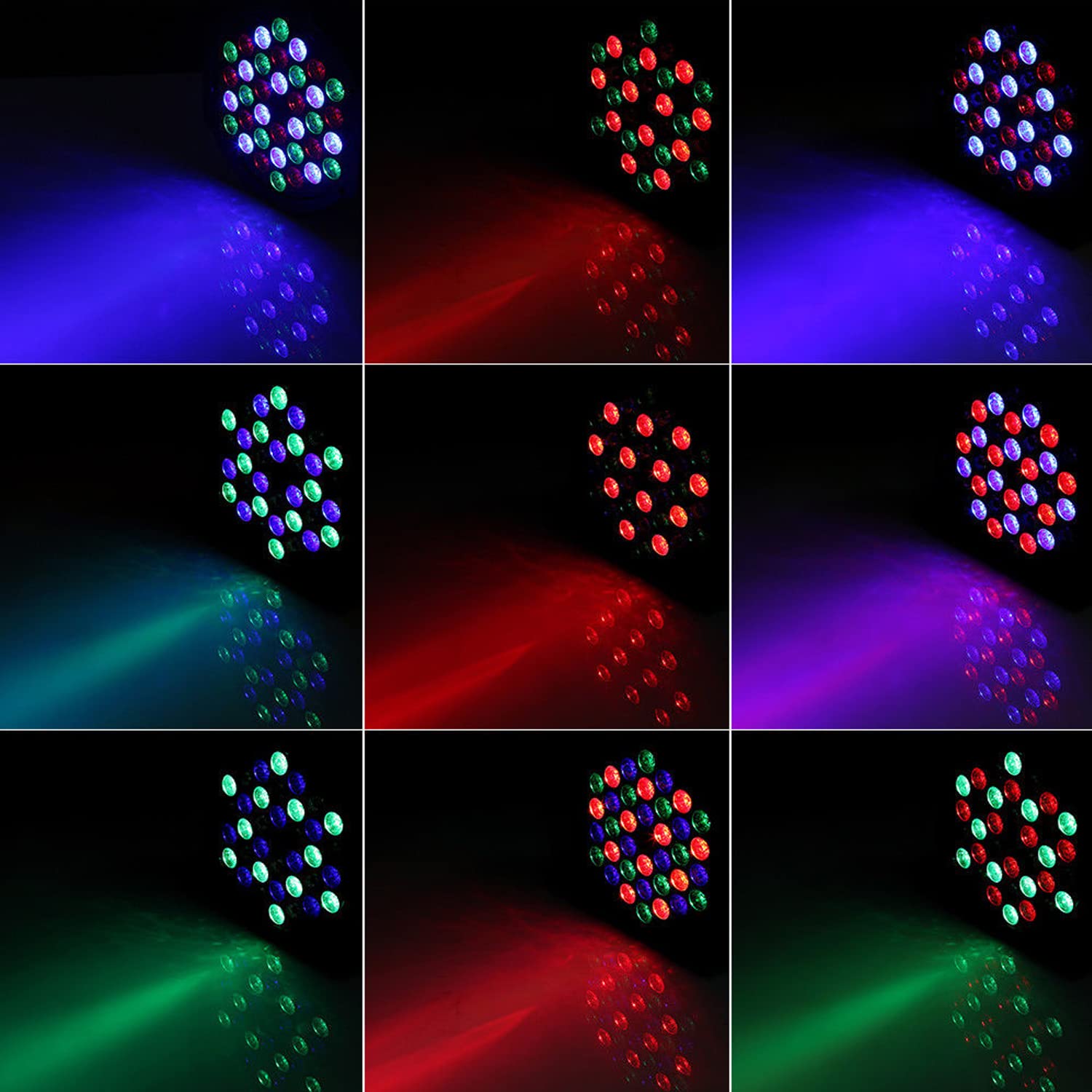 36 LED Stage Lights, AOELLIT RGB DJ Lights Sound Activated Compatible with DMX-512 & Remote Uplights for Wedding Events Party - 4 Pack