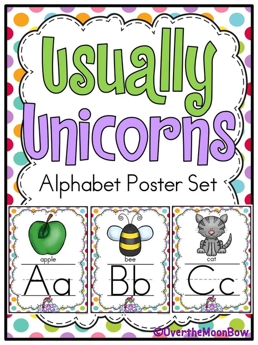 Usually Unicorns | Alphabet Poster Set