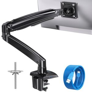 huanuo ultrawide monitor arm for max 35 inch screens, aviation-grade aluminum heavy duty monitor arm holds 26.4lbs computer monitor, adjustable gas spring monitor mount, vesa 75/100mm