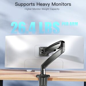 HUANUO Ultrawide Monitor Arm for Max 35 inch Screens, Aviation-Grade Aluminum Heavy Duty Monitor Arm Holds 26.4lbs Computer Monitor, Adjustable Gas Spring Monitor Mount, VESA 75/100mm