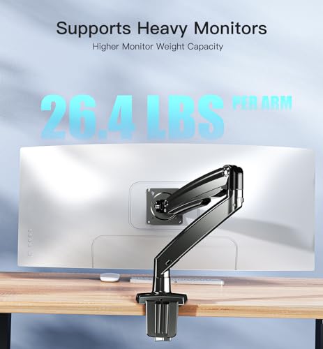 HUANUO Ultrawide Monitor Arm for Max 35 inch Screens, Aviation-Grade Aluminum Heavy Duty Monitor Arm Holds 26.4lbs Computer Monitor, Adjustable Gas Spring Monitor Mount, VESA 75/100mm