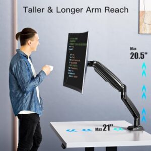 HUANUO Ultrawide Monitor Arm for Max 35 inch Screens, Aviation-Grade Aluminum Heavy Duty Monitor Arm Holds 26.4lbs Computer Monitor, Adjustable Gas Spring Monitor Mount, VESA 75/100mm