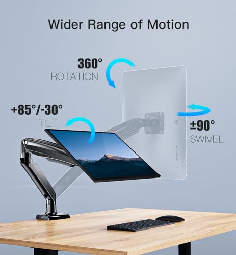 HUANUO Ultrawide Monitor Arm for Max 35 inch Screens, Aviation-Grade Aluminum Heavy Duty Monitor Arm Holds 26.4lbs Computer Monitor, Adjustable Gas Spring Monitor Mount, VESA 75/100mm