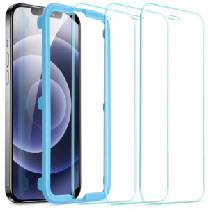 esr tempered-glass screen protector for iphone 12 mini [3-pack] [easy installation frame] [case-friendly] premium tempered glass screen protector for 12 mini 2020, 5.4-inch