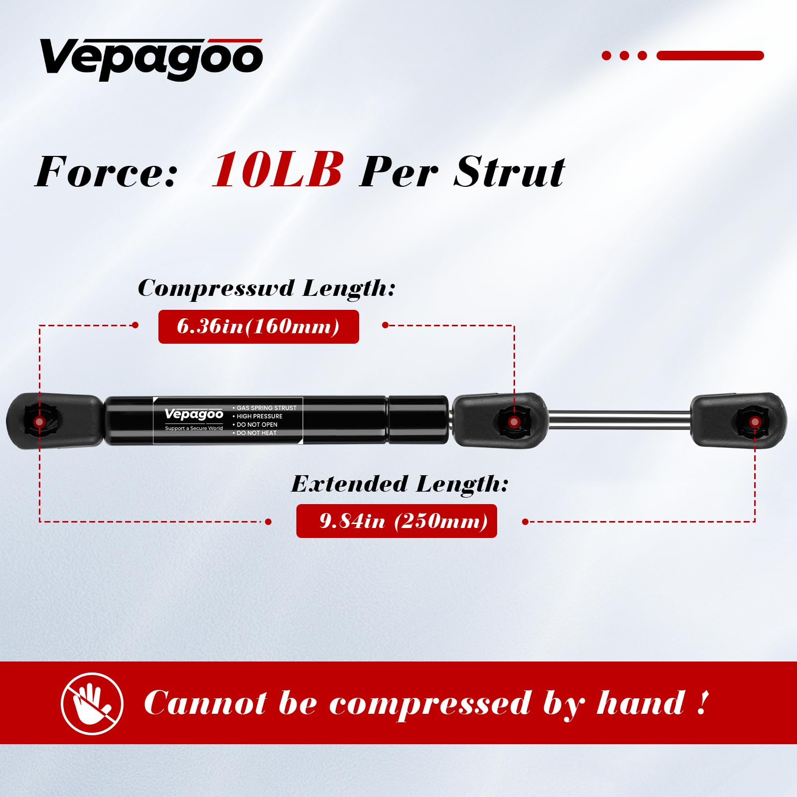 10 inch 22.5 Lb/100N Gas Shock Spring Strut for Cabinet Door Toy Tool Box Lid, Set of 2 Vepagoo