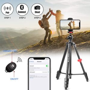 Tripod for iPhone and Android Cellphone,54-inch Premium Flexible Phone Tripod with 14-inch Adjustable Gooseneck, Cellphone Phone Tablet Stand Holder,Upgrade Ball Head and Carrying Bag