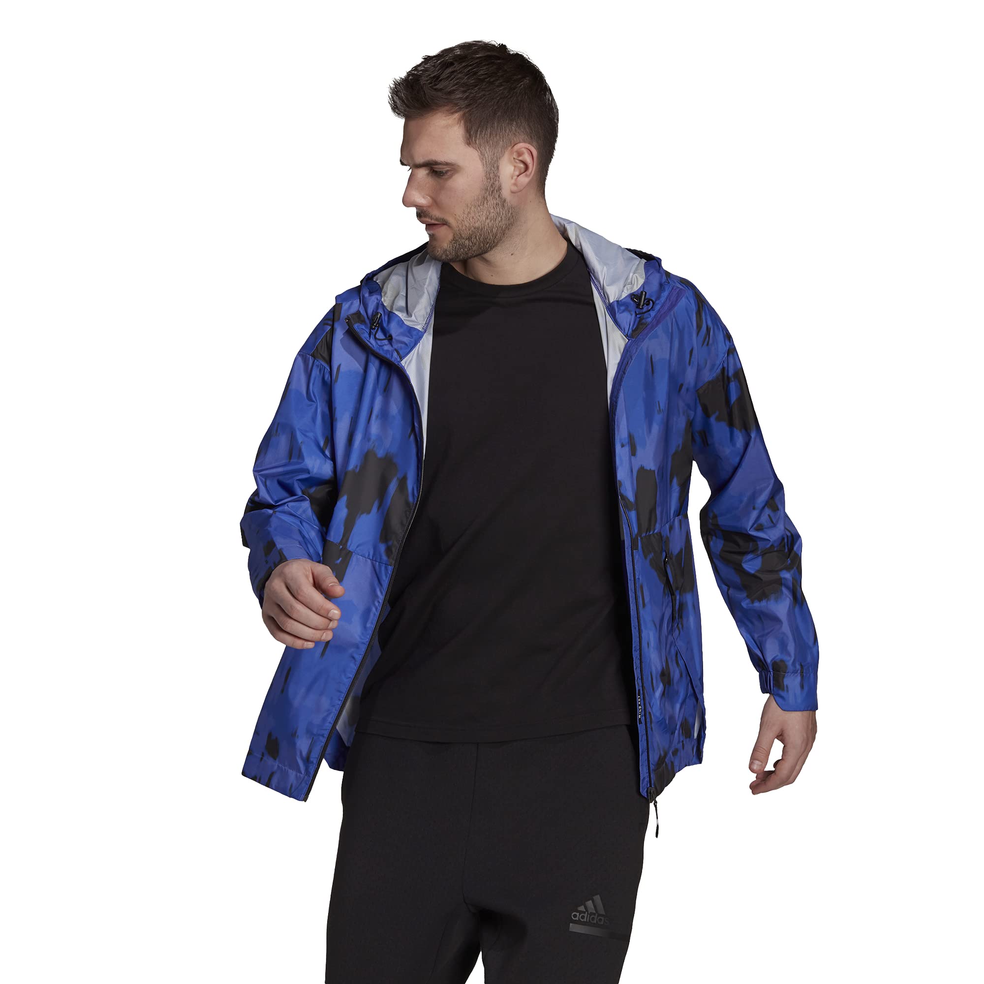 adidas Mens Urban All Over Print Wind.RDY Jacket Semi Night Flash Medium