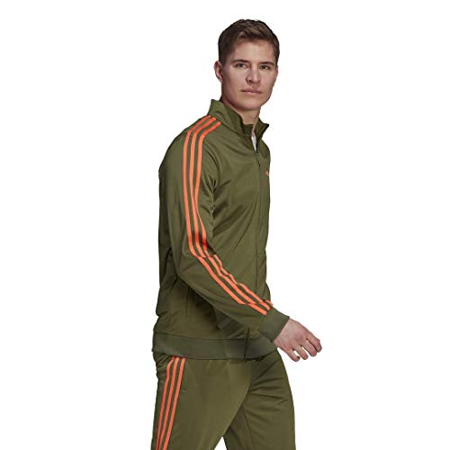 adidas mens Essentials 3-Stripes Tricot Track Jacket Wild Pine Small