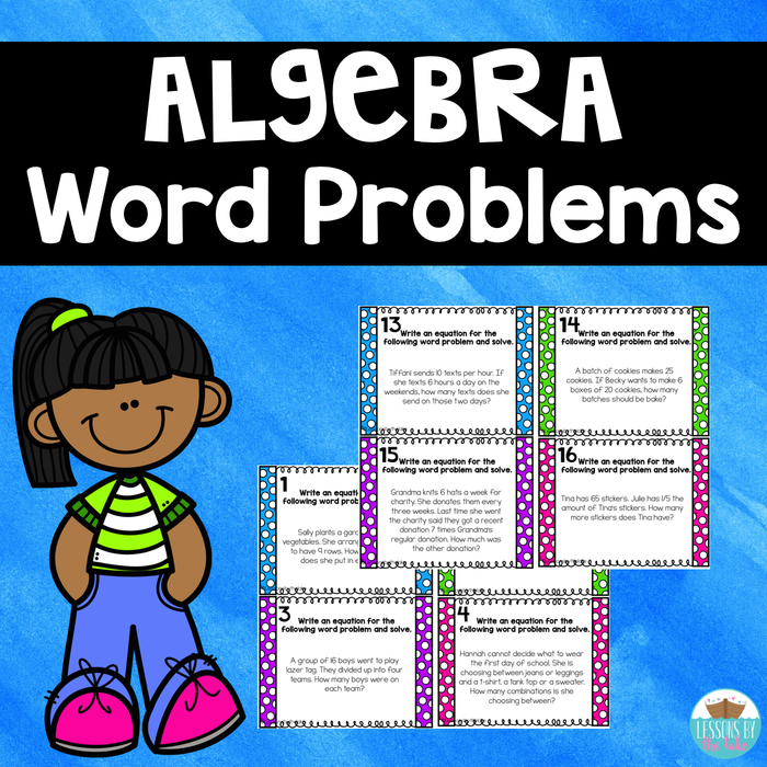 Writing Equations with a Variable Word Problem Task Cards