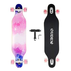 Longboard Skateboard, 41 Inch 8 Layer Canadian Maple Drop Through Longboards for Kids Boys Girls Youths Beginners.