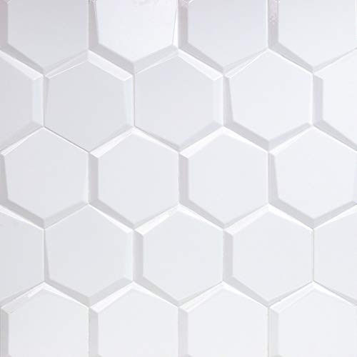 Bethlehem Leveled Hexagon 6 in. Polished White Ceramic Wall Tile (25 Pieces, 5.4 Sq. Ft. / Case)