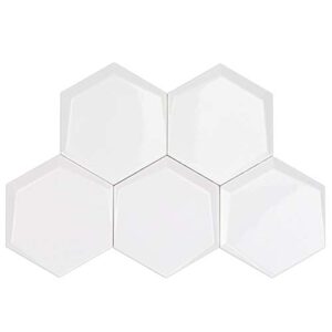 Bethlehem Leveled Hexagon 6 in. Polished White Ceramic Wall Tile (25 Pieces, 5.4 Sq. Ft. / Case)