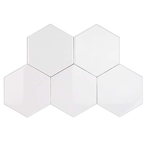 Bethlehem Hexagon 6 in. Polished White Ceramic Wall Tile Sample