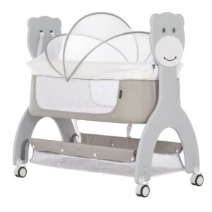 dream on me cub portable bassinet in grey, multi-use baby bassinet with locking wheels, large storage basket, mattress pad included, jpma certified