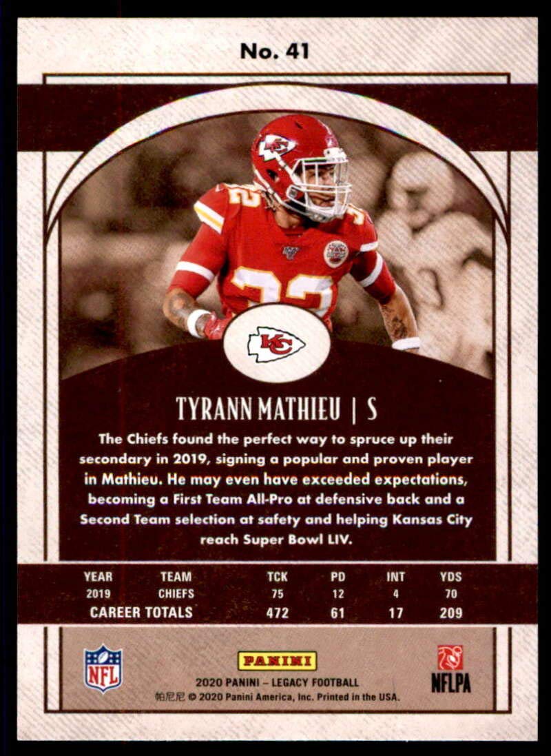 Football NFL 2020 Panini Legacy #41 Tyrann Mathieu Chiefs