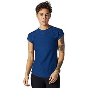 new balance women's transform perfect short sleeve 20, captain blue heather, medium