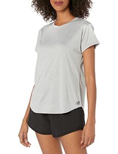 new balance women's sport core heather short sleeve, athletic grey , medium