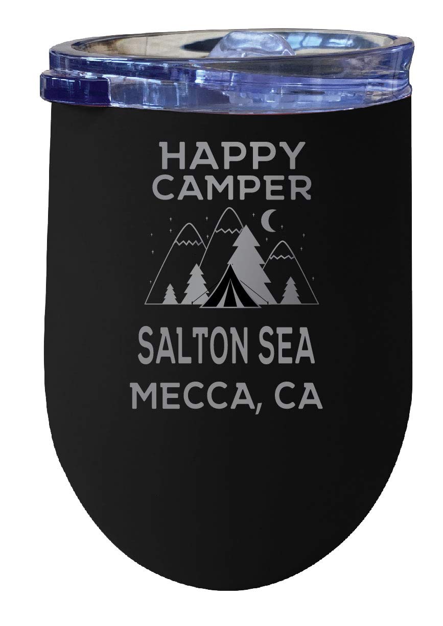 Salton Sea Mecca, Ca Souvenir 12 oz Black Laser Etched Insulated Wine Stainless Steel Tumbler