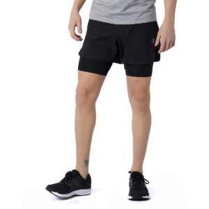 new balance mens q speed fuel 2 in 1 5 inch shorts, black, xx-large us