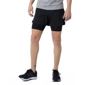 New Balance mens Q Speed Fuel 2 in 1 5 Inch Shorts, Black, XX-Large US