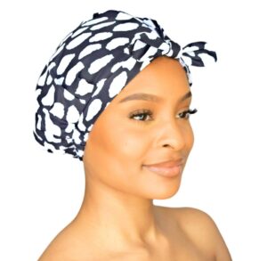 grace & company luxury shower cap for women - 100% waterproof, reusable, washable & breathable shower caps - casablanca