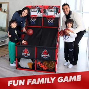 BESTKID BALL Kids Basketball Hoop Double Shot System Arcade Game Set: Indoor & Outdoor Sports Toys for Boys & Girls, Includes Ball & Shot Counter, Ideal Party Gifts for Little Athletes Ages 3-9.