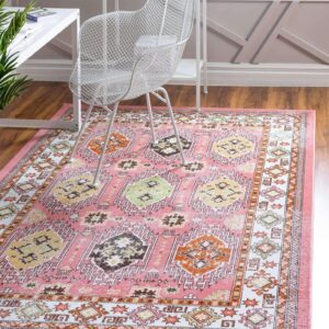 Unique Loom Aarhus Collection Area Rug - Southwestern (5' 1" x 7' 10" Rectangle, Rose/ Green)