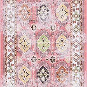 Unique Loom Aarhus Collection Area Rug - Southwestern (5' 1" x 7' 10" Rectangle, Rose/ Green)